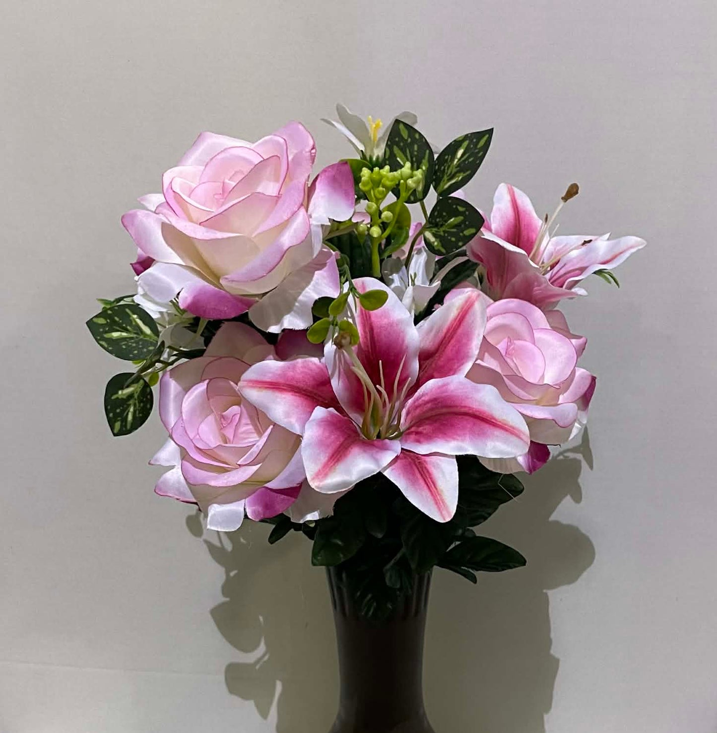 226020-PK - 18" Rose and Lily Bush