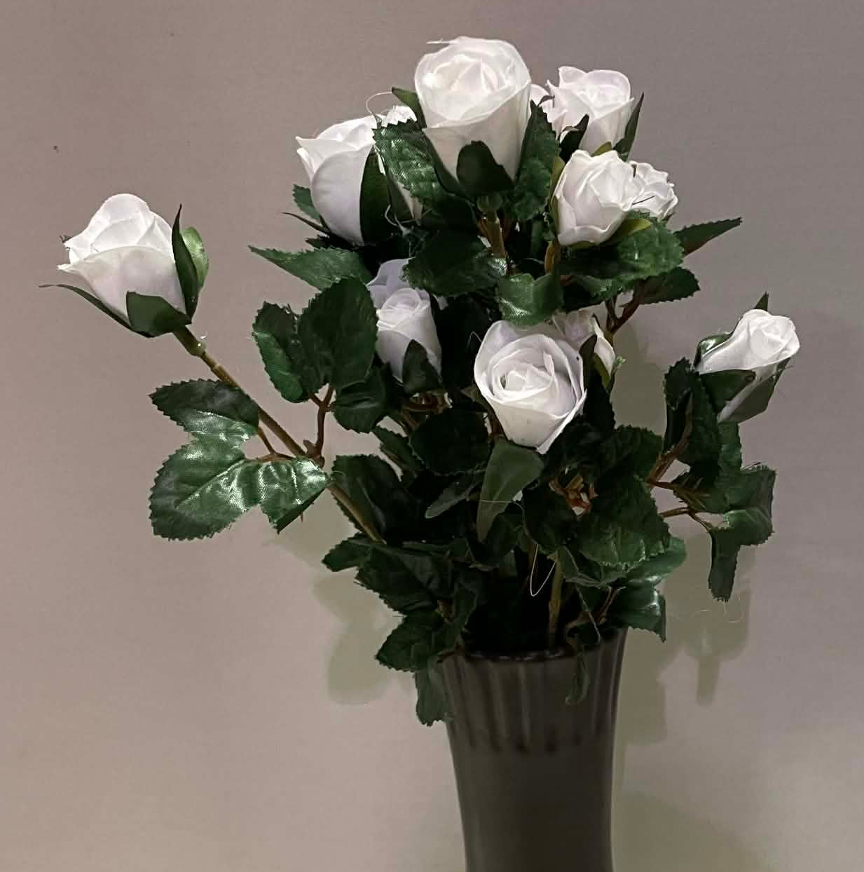 S5265-WHT - Mini Rose Bud Bush