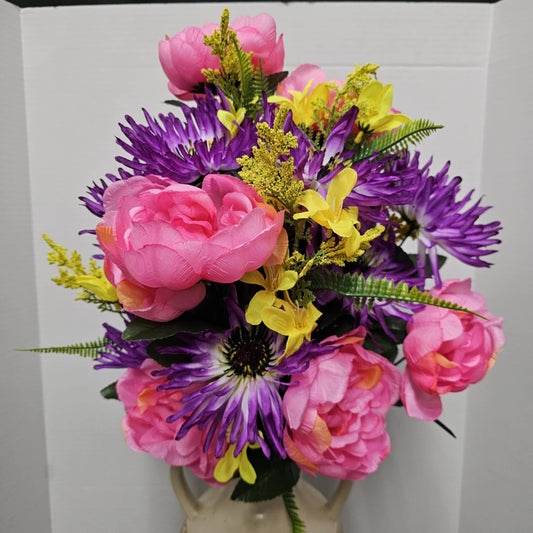 Peony and Spider Mum Bush