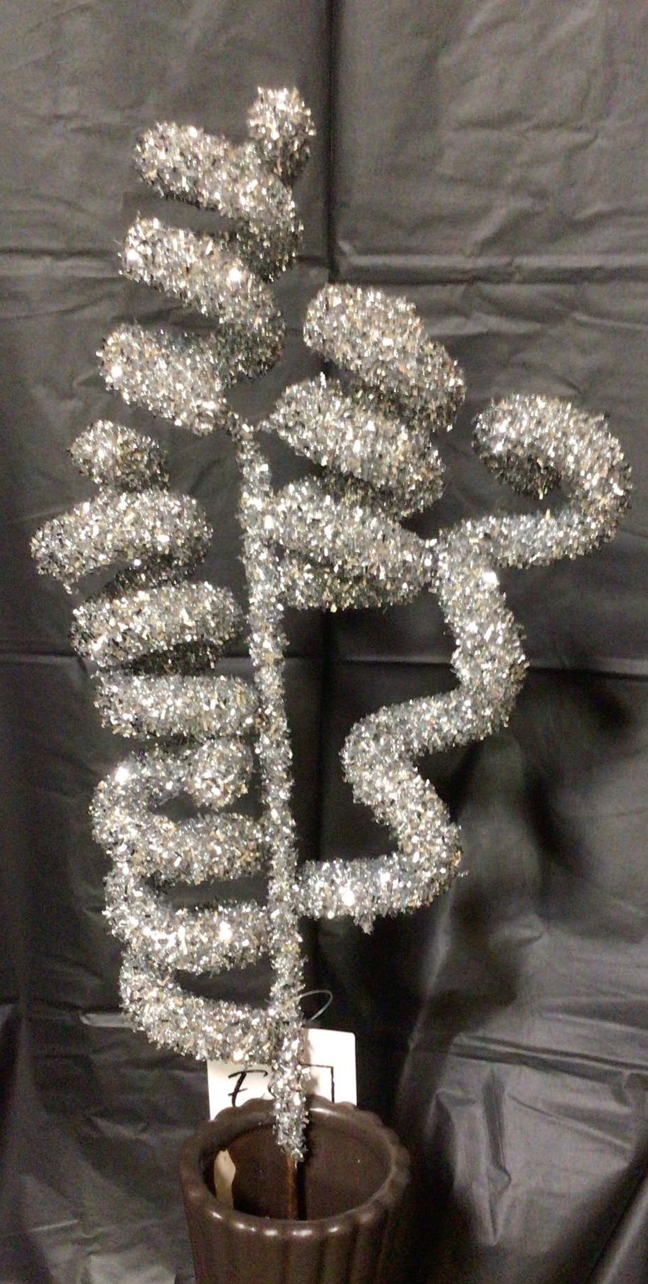 E61251396 - 22" Glittered Tinsel Spray - Silver