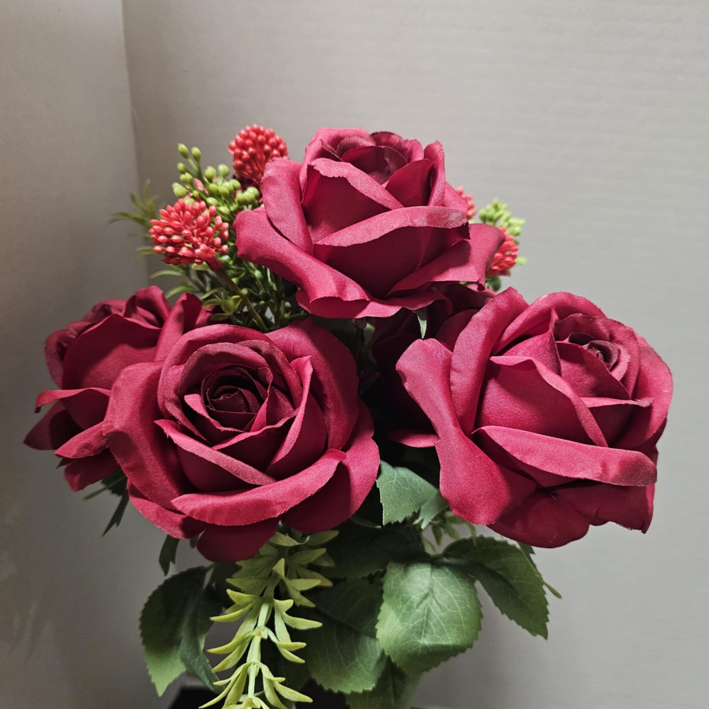 192120-BURGUNDY - 19" Rose & Berry Bush