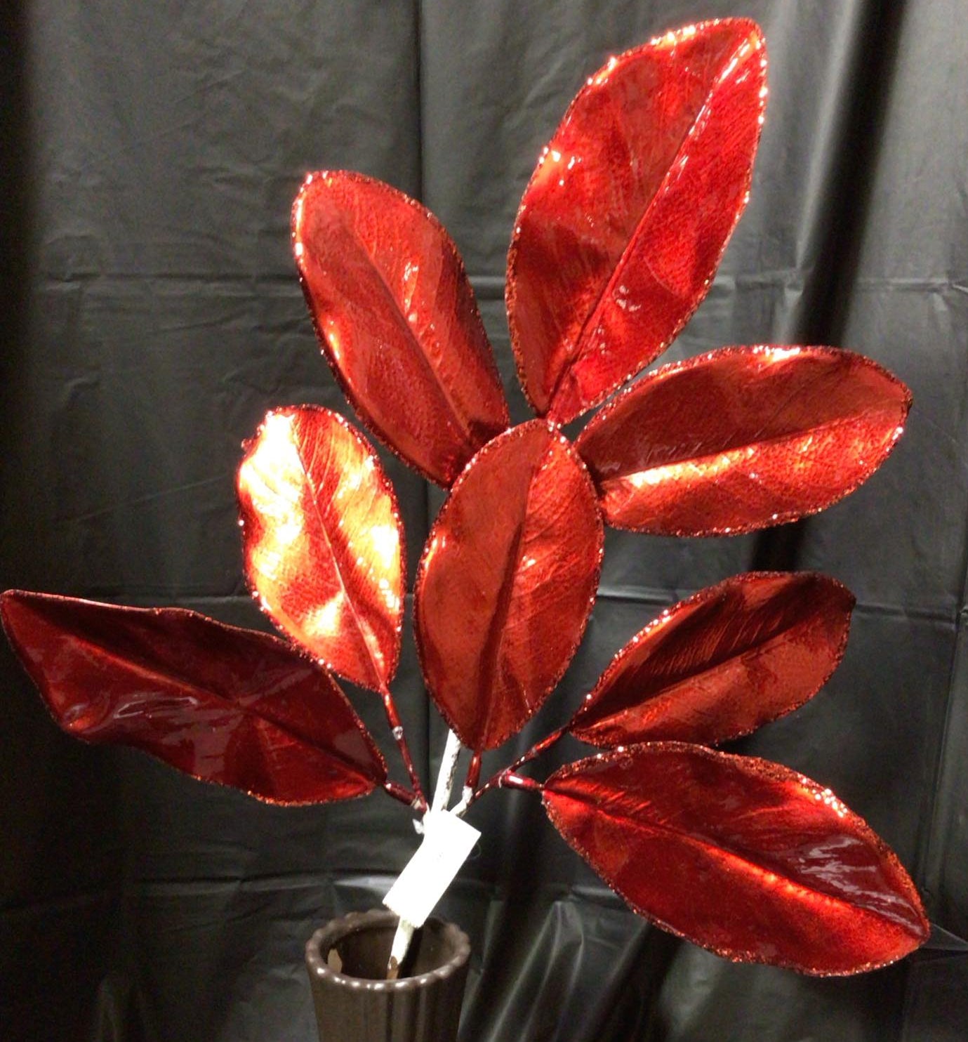 143111RD - 24" Metallic Magnolia Leaf Spray - Red