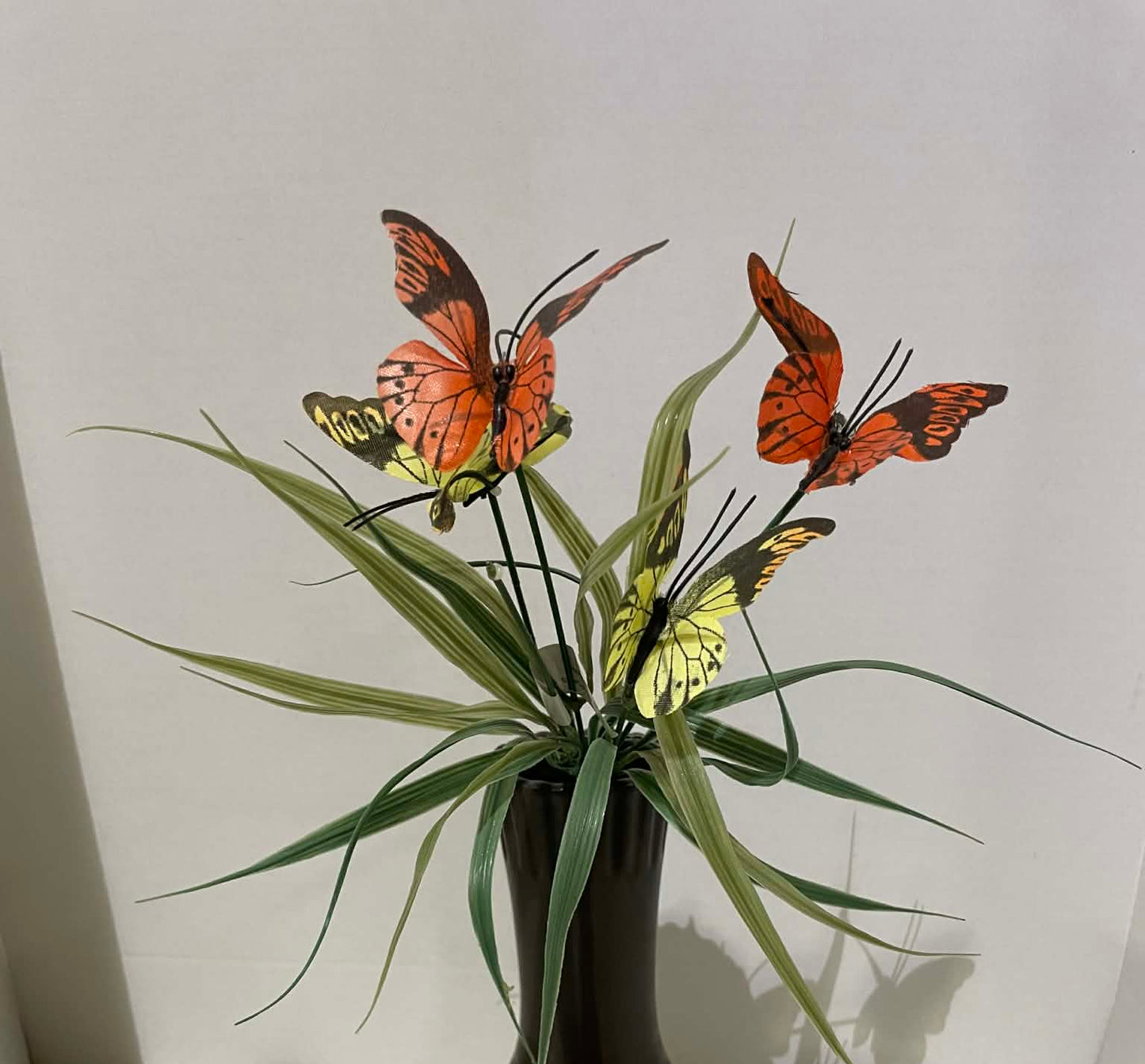 SB6149OR/YW - 12" Grass Bush with Butterfly