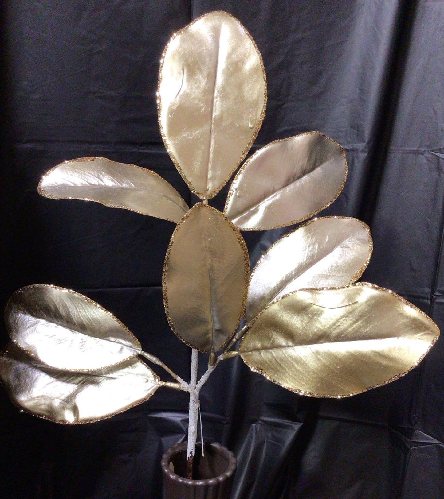 143111GOLD - 24" Metallic Magnolia Leaf Spray - Gold