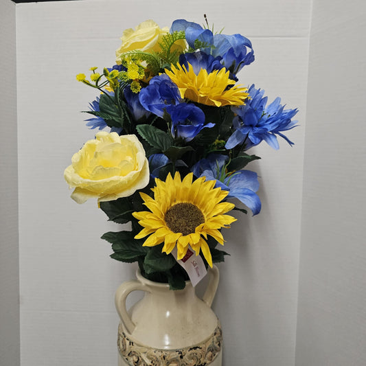 Dahlia and Sunflower Bush - GPB19439-YW/BL