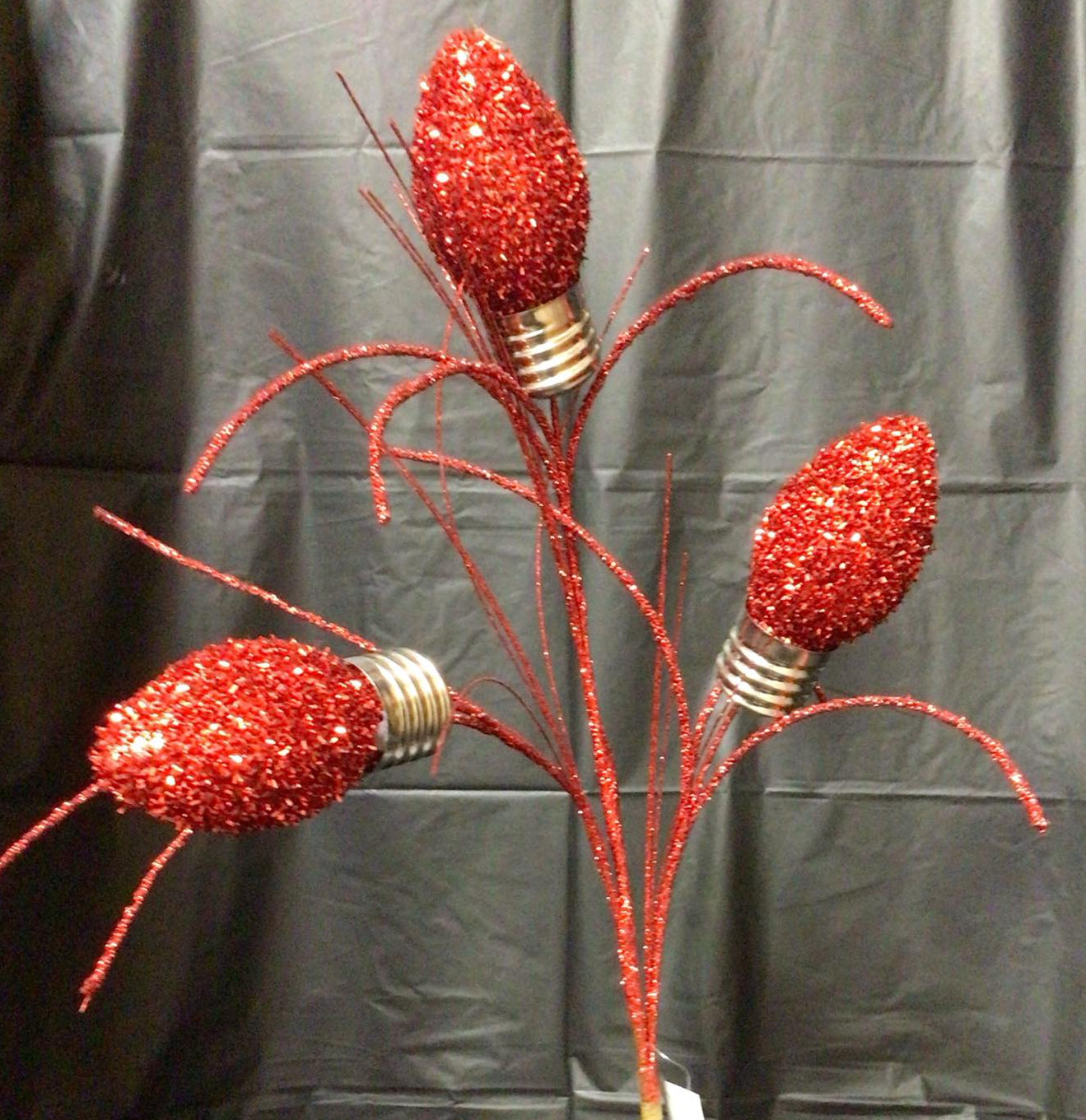 255051RD - 28" Tinsel Bulb Spray - Red