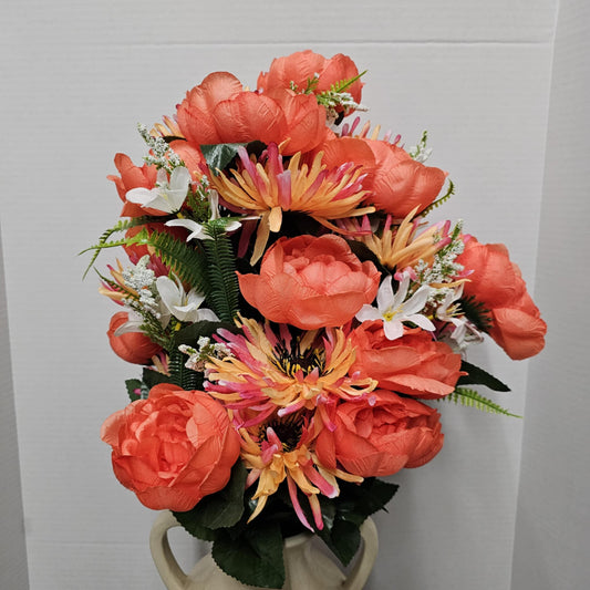 Peony and Spider Mum Bush - 229007-CO-YL-CR