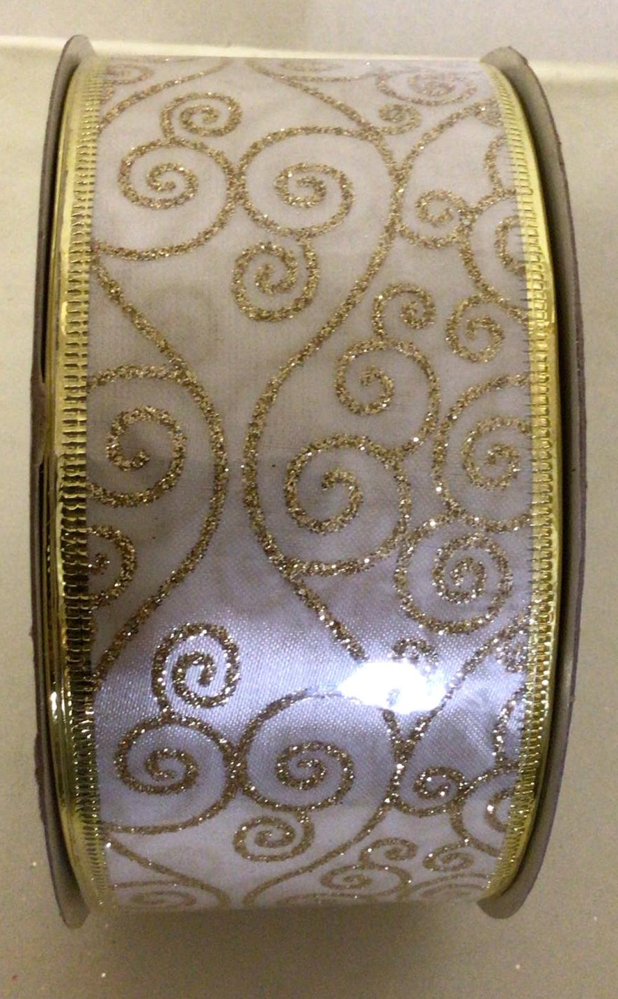 XR50-D37 - #40 Ivory with Gold Swirl Ribbon