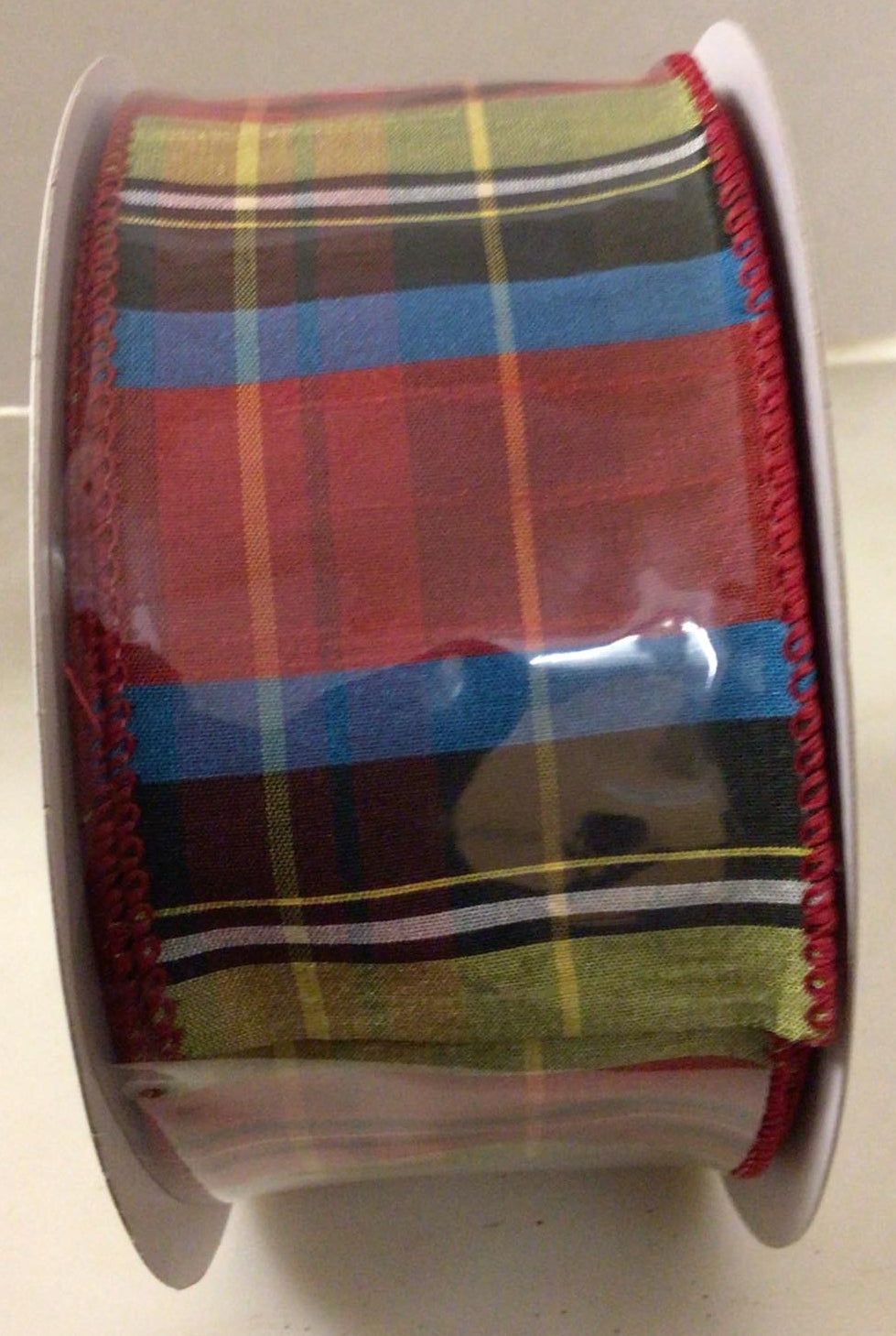 871-40-453B - #40 Red, Green, Blue, & Black Plaid Ribbon