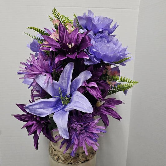 Peony, Mum & Lily Mix - GPB24393 -GRA/LAV/LIL