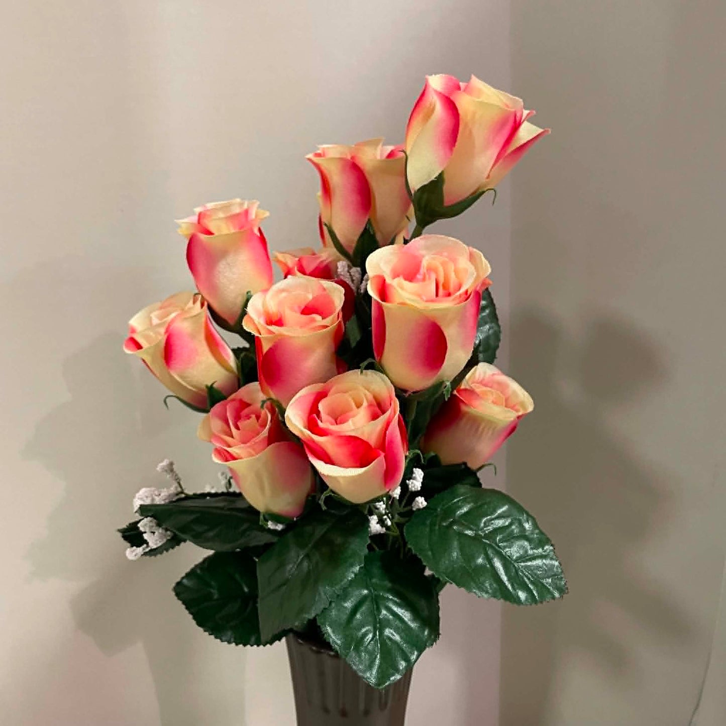 30308-CMPK - 16" Color Fast Lillian Rose Bud Bush