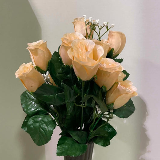 30308-WHEAT - 16" Color Fast Lillian Rose Bud Bush