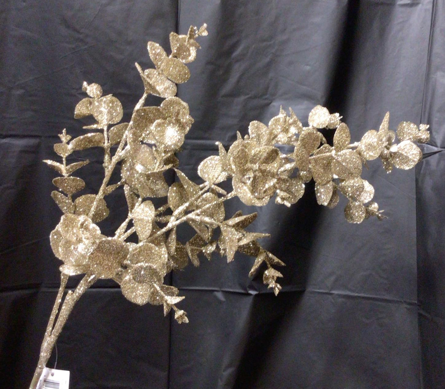 195413CH - 31" Glitter Eucalyptus Spray - Champagne