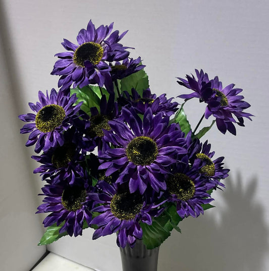 80250-PU - 17" Satin Sunflower Bush