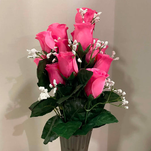 30308-BTY - 16" Color Fast Lillian Rose Bud Bush