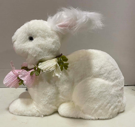 63798WT - Decor Bunny with Flower Necklace
