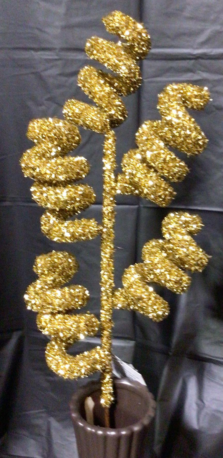 E61251393 - 22" Glittered Tinsel Spray - Gold