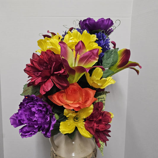 Peony, Rose, Lily, Dahlia and Hydrangea Mixed Bush - GPB7315-LAV/OR/YW