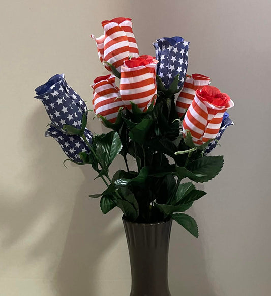 30350-USA - Color Fast American Flag Rose Buds