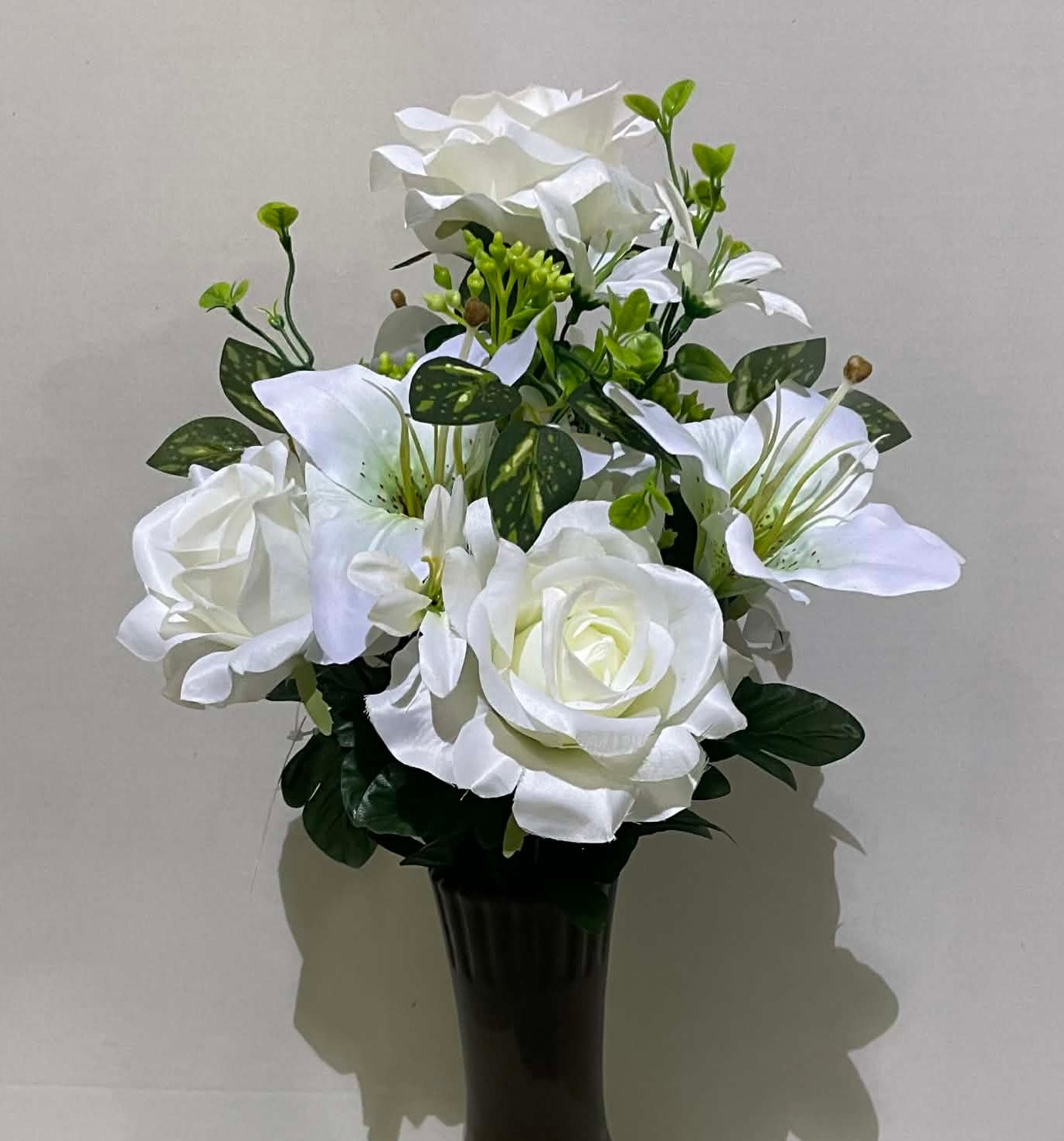 226020-WT - 18" Rose and Lily Bush