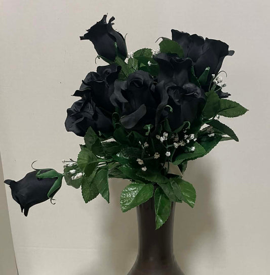 55254-BLACK - Rose Bud (MP) Printed Bush with Gypso