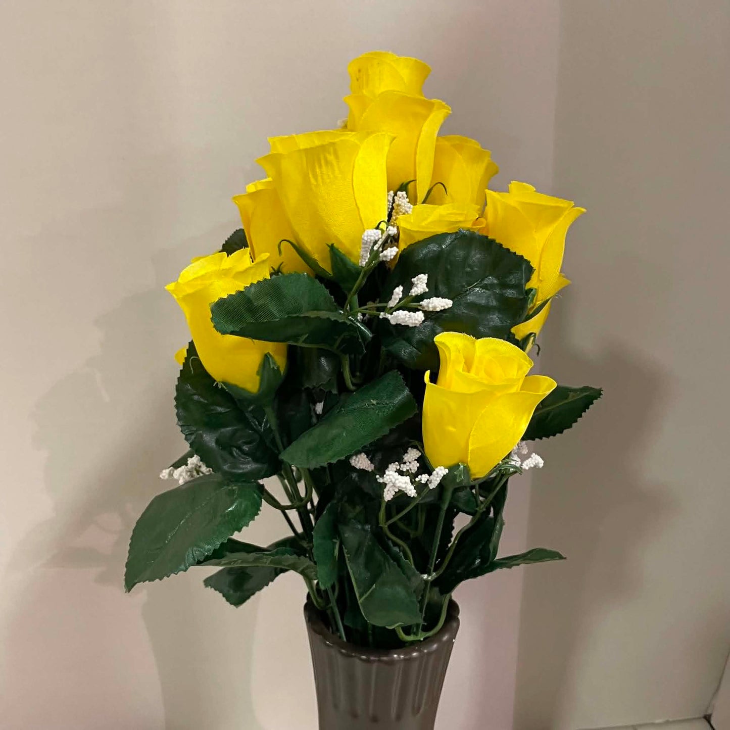 30308-YW - 16" Color Fast Lillian Rose Bud Bush