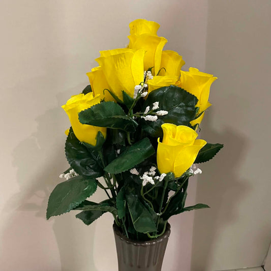 30308-YW - 16" Color Fast Lillian Rose Bud Bush