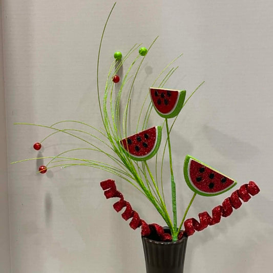 62358RDGN - 20" Glitter Watermelon Curly Pick