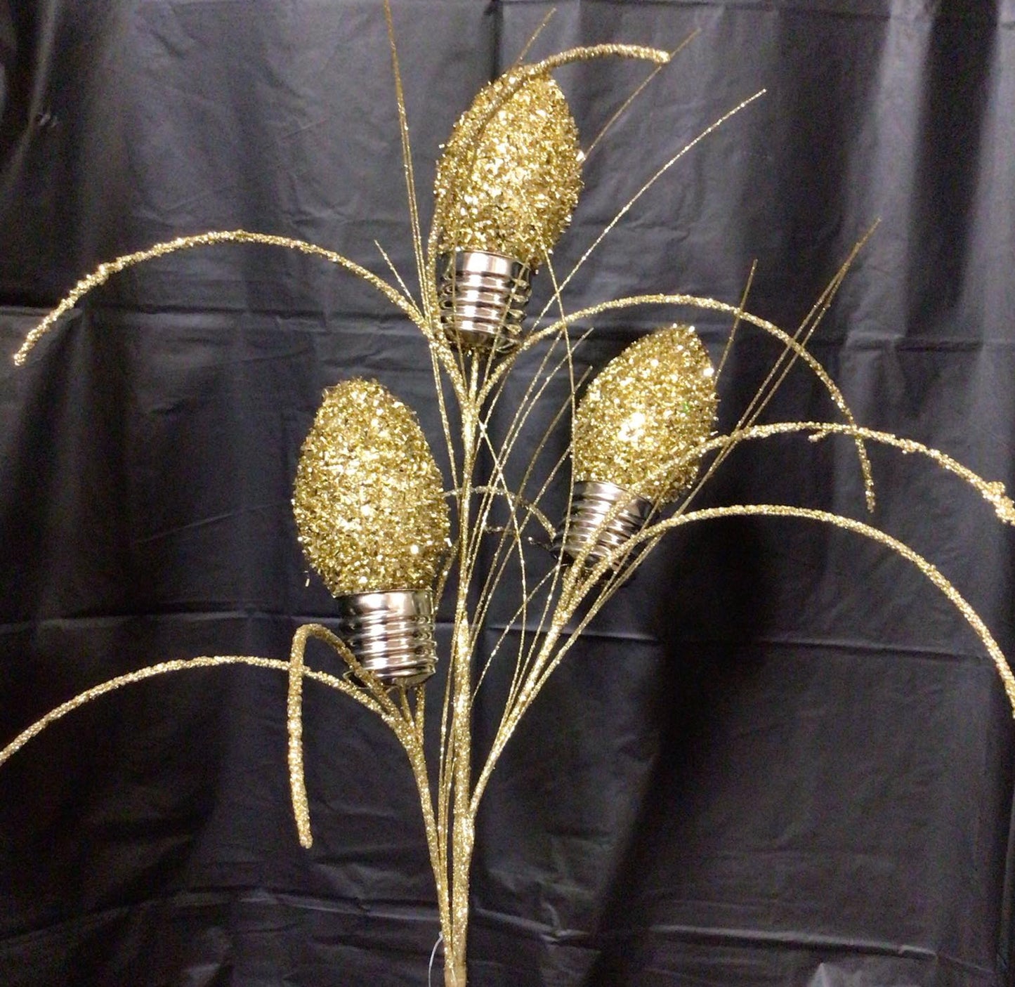 255051GD - 28" Tinsel Bulb Spray - Gold