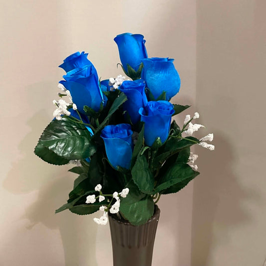30308-AZURE - 16" Color Fast Lillian Rose Bud Bush
