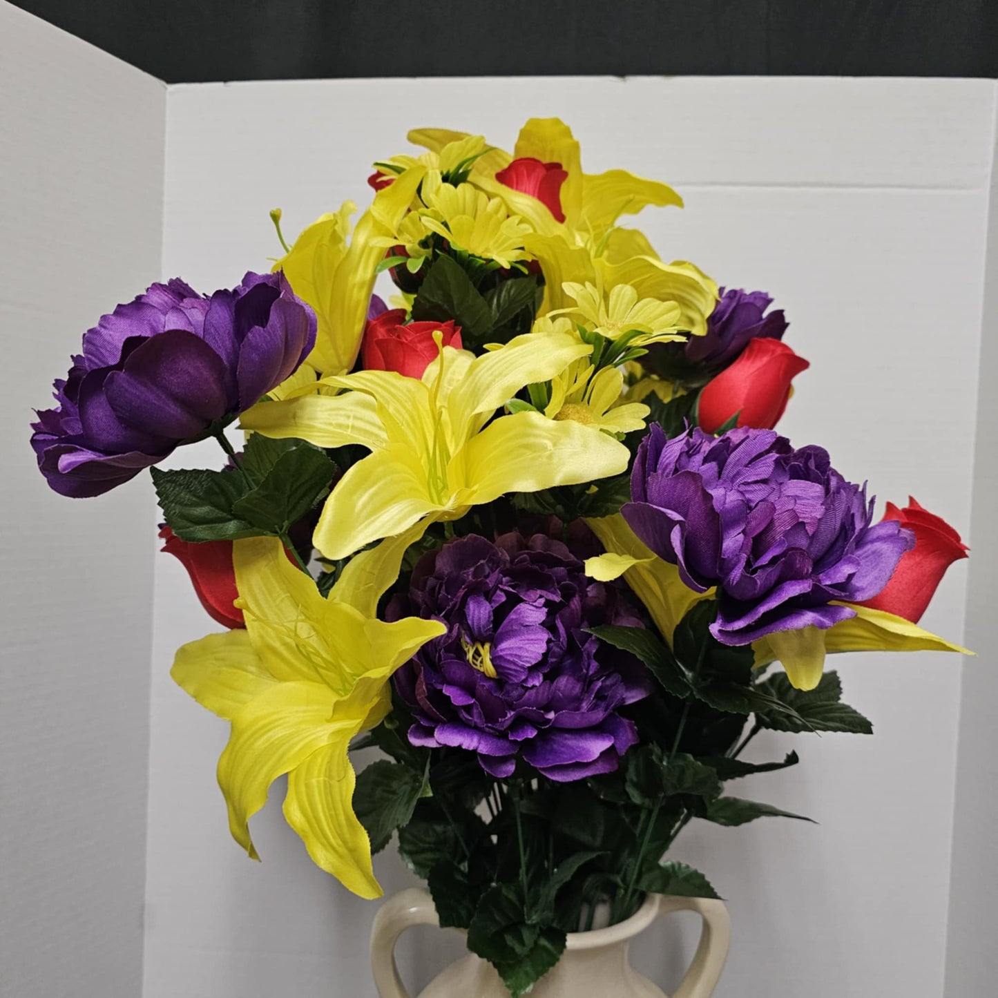 28" Peony, Rose Bud and Dahlia Bush