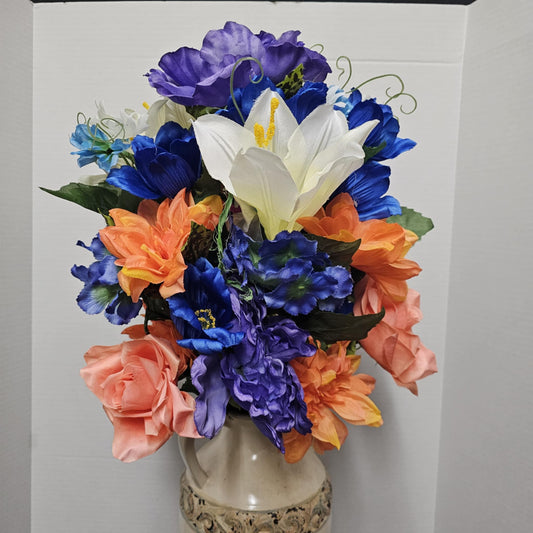 Peony, Rose, Lily, Dahlia and Hydrangea Mixed Bush - GPB7315-BL/SALMON