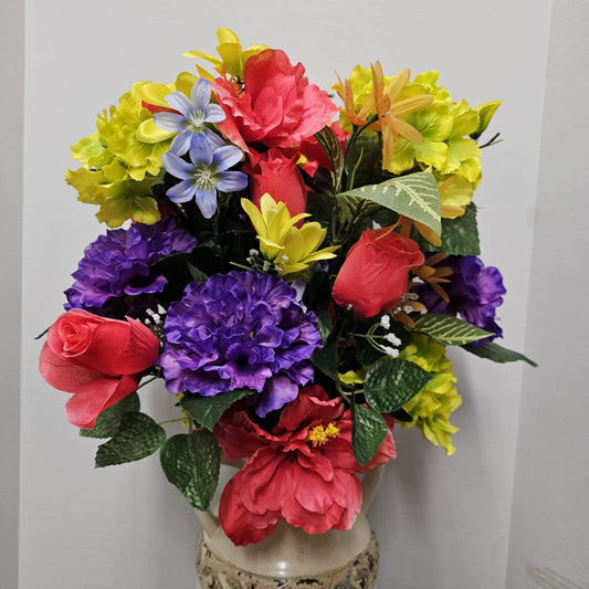 Hibiscus and Zinnia Bush - GPB4334-RD/CEL/PUR