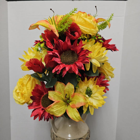 Dahlia and Sunflower Bush - GPB19439-YW/RD