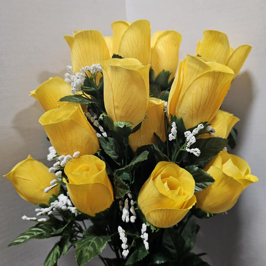81066-YEL - 23" Printing Rose Bud Bush