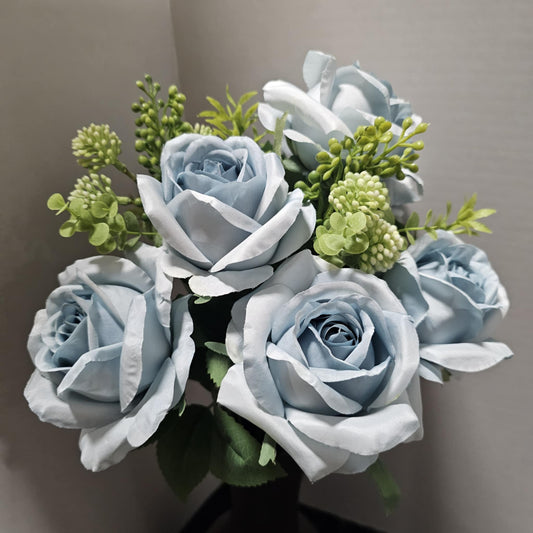 192120-BLUE - 19" Rose & Berry Bush