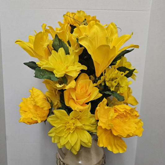 Peony, Rose, Lily, Dahlia and Hydrangea Mixed Bush - GPB7315-YW/GD