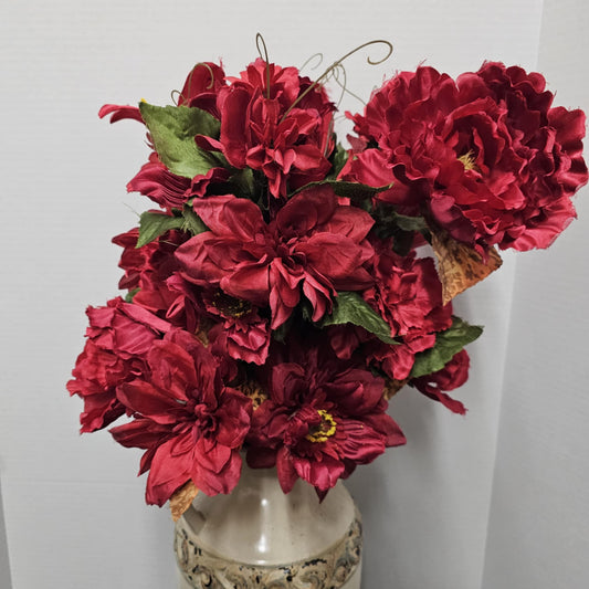 Peony, Rose, Lily, Dahlia and Hydrangea Mixed Bush - GPB7315-RED