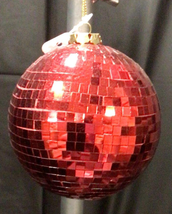 XJ717524 - 100 mm Mirror Ball Ornament - Red