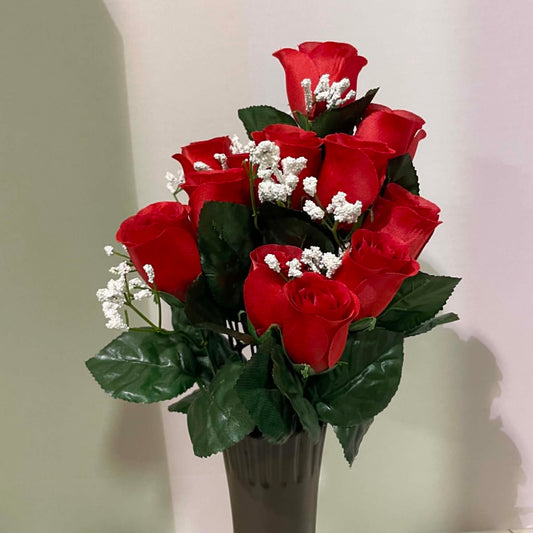 30308-RD - 16" Color Fast Lillian Rose Bud Bush