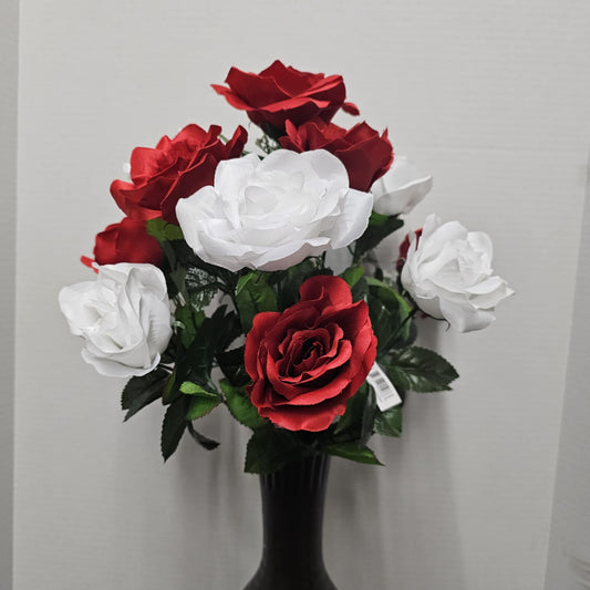 Rose Satin Bush - 55969-RED/WHITE