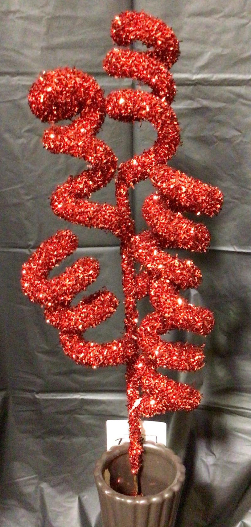 E61251395 - 22" Glittered Tinsel Spray - Red