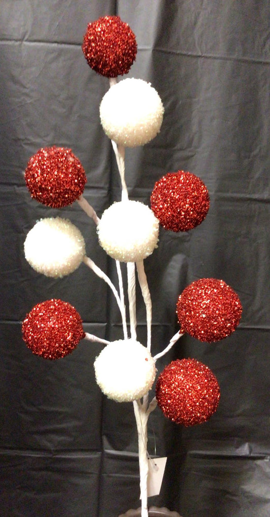XS141934 - 26" Curly Foil Ball Spray - Red & White