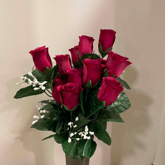 30308-BG1 - 16" Color Fast Lillian Rose Bud Bush