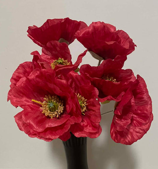 56952-RD - 19" Poppy Bush