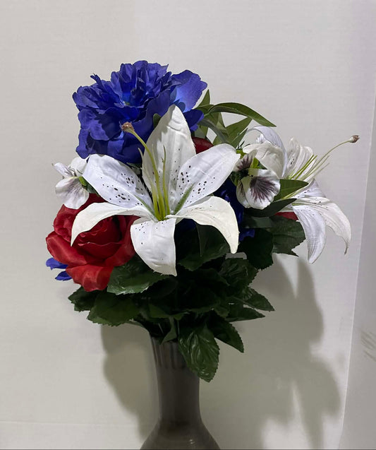 30404RWB - 22" Color Fast Peony Tiger Lily Bush