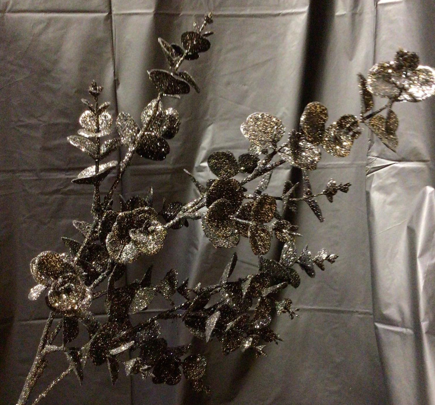 195413BLK - 31" Glitter Eucalyptus Spray - Black