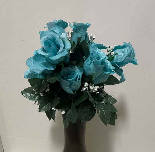 55652-TUR - Rose Bud (MP) Printed Bush with Gypso