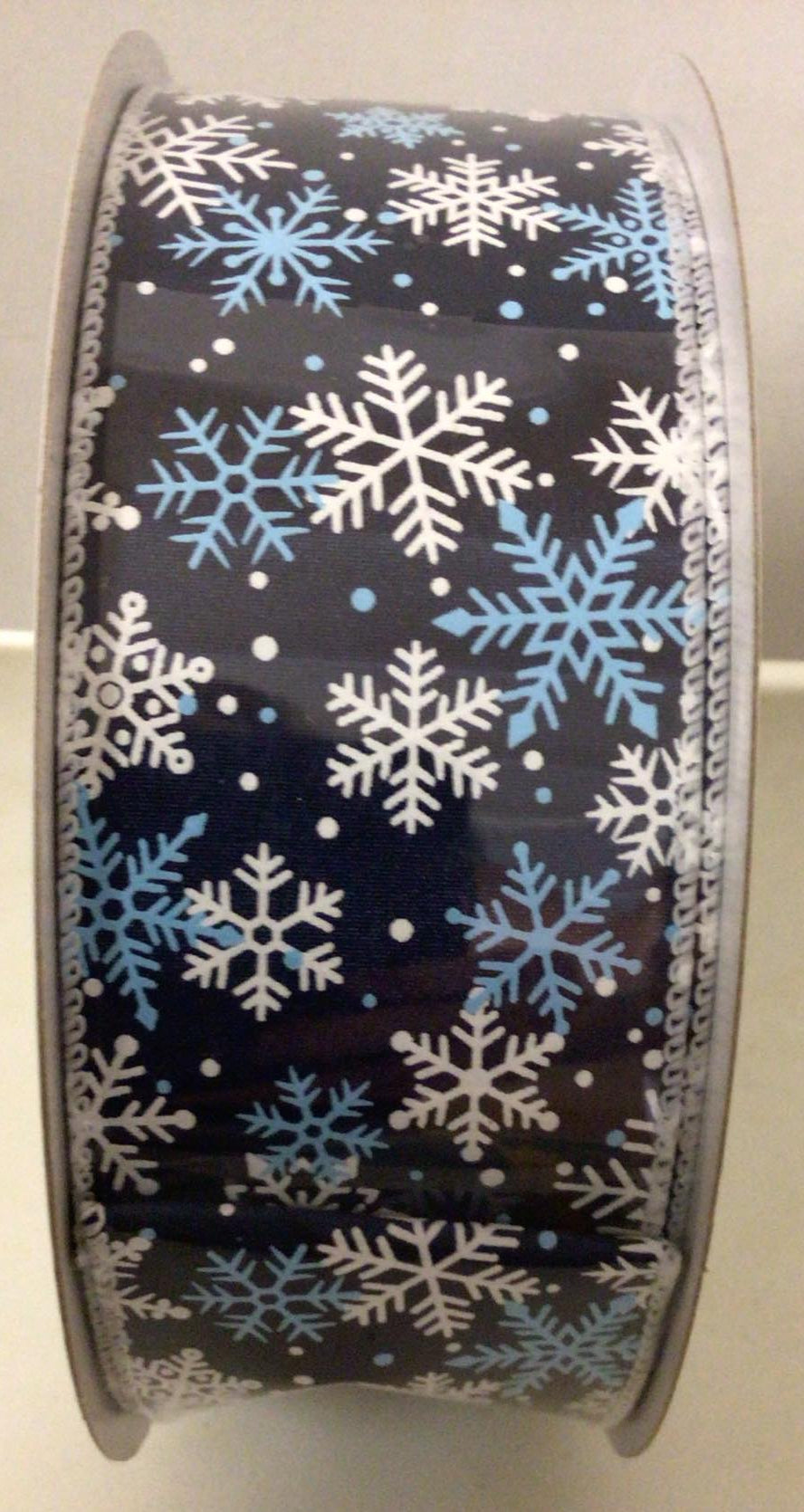 871-40-340 - #40 Navy with Light Blue & White Snowflakes Ribbon