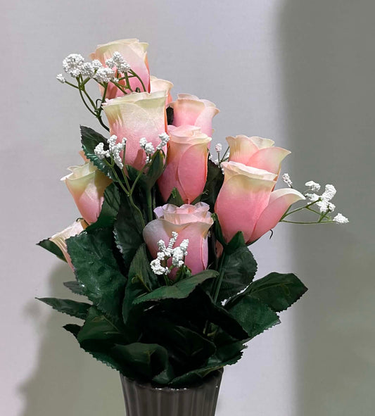 30308-BEPK - 16" Color Fast Lillian Rose Bud Bush